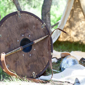 Bouclier moyen de Viking avec extérieur en cuir