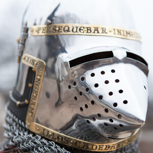 Casque de combat médiéval pour chevalier avec aventail