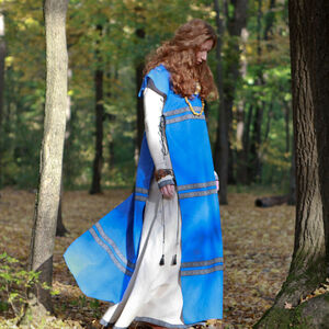 Costume médiéval de robe et surcot en lin « Janet ensoleillée »-04