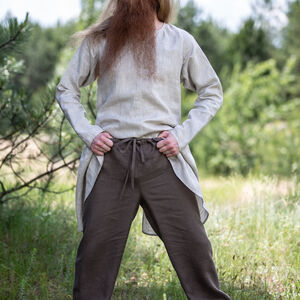 Costume moyen age tunique à manches courtes et chemise en lin pour homme