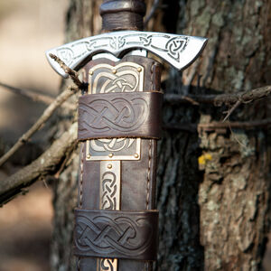 Fourreau de Viking en cuir avec laiton gravé