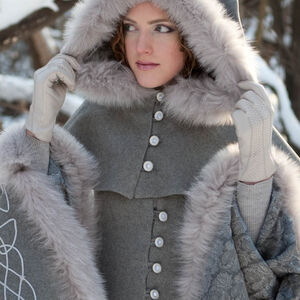 Manteau Fantastique de Laine avec Capuche « Héritière de l'Hiver »-11