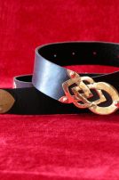 Ceinture noire médiévale de cuir « Ourses »