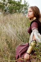 Robe médiévale de lin « Archère » avec tunique et corset