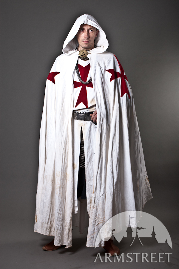 Medieval À Capuche Cape Templier Chevalier Croix Capes Robe Halloween Costume Cosplay 