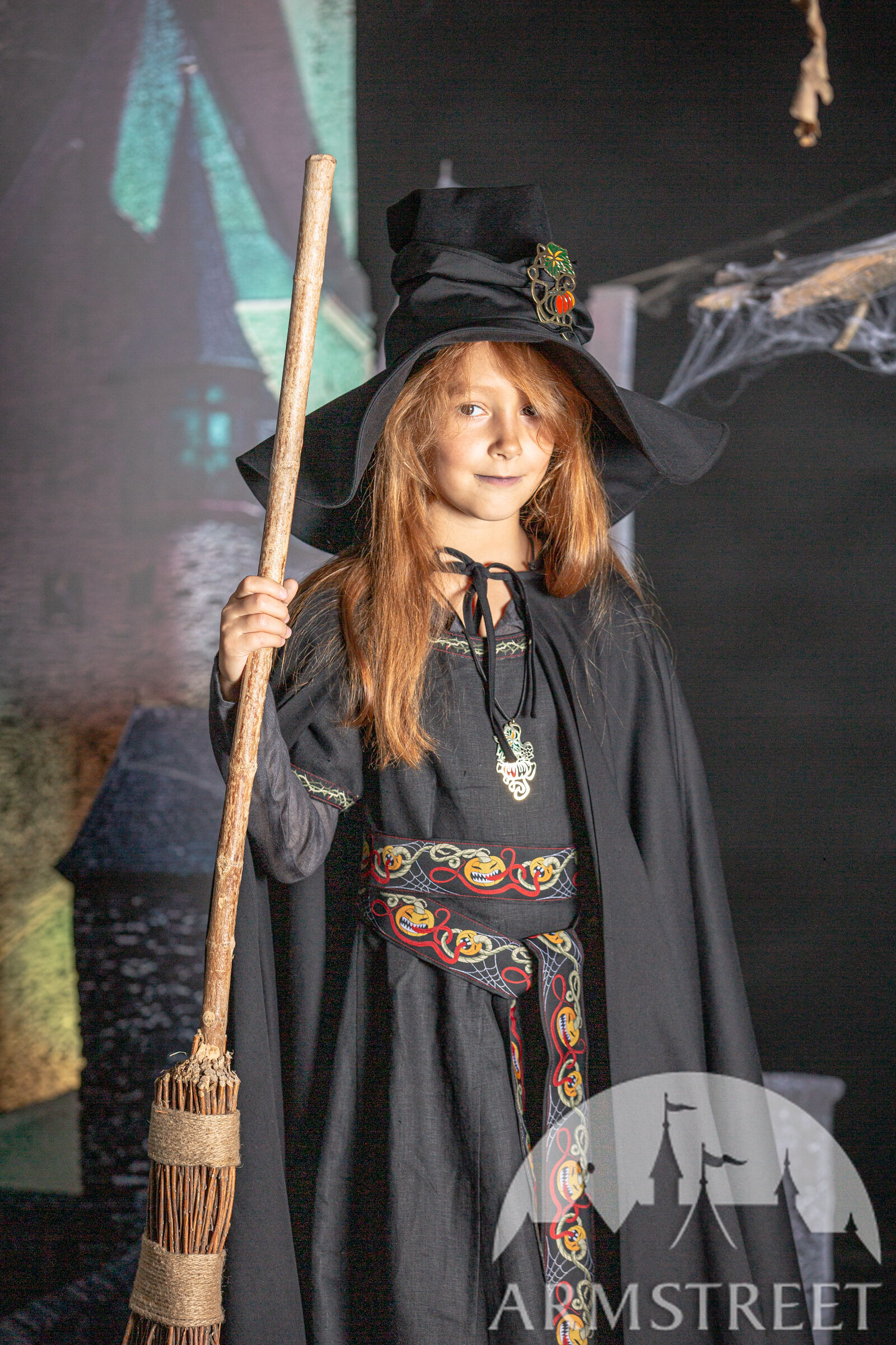 Chapeau De Sorcière Tricoté Pour Enfant - Pointu, Pliable - Taille 52-54 Cm - Pour Halloween, Déguisement, Cosplay