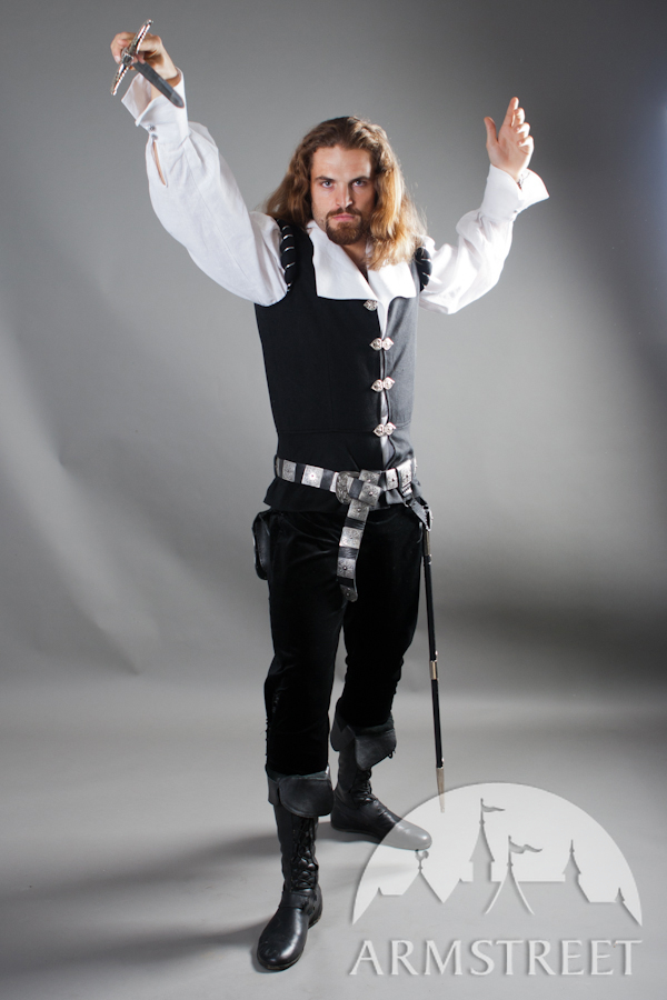 Tunique Médiévale Homme Ailrik - Manches Courtes, Col V, Bordure, Style Renaissance, Carnaval, Cosplay