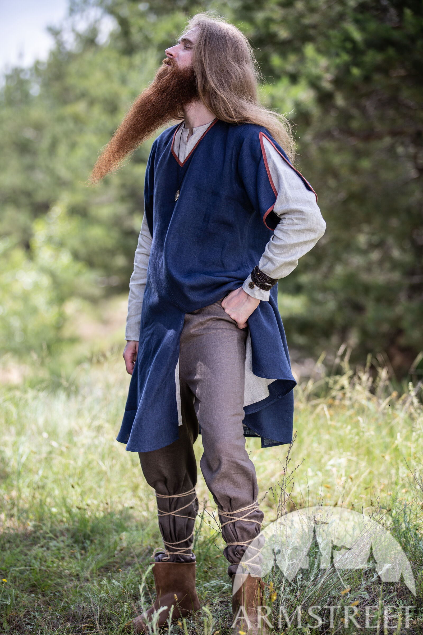 Pantalon Médiéval Pour Homme En Lin - Style Renaissance/Gothique - Coupe Ajustée, Cordon De Serrage Et Poche - Pour Costume Historique, Événements