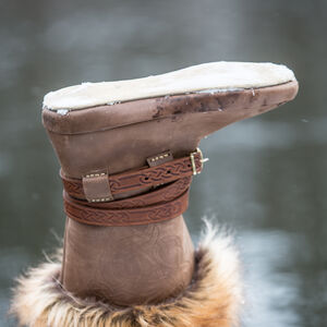 Bottes en cuir gaufré avec fausse fourrure style Viking « Knutt le Rigolard »-09