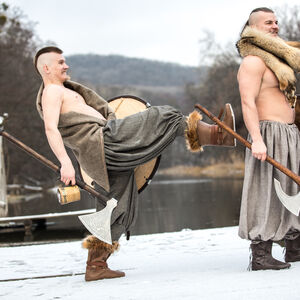 Bottes en cuir gaufré avec fausse fourrure style Viking « Knutt le Rigolard »-04