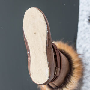 Bottes en cuir gaufré avec fausse fourrure style Viking « Knutt le Rigolard » | Cuir brun | Pointure 44-45