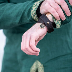 Bracelet en cuir irlandais porte-bonheur avec une monnaie symbolique celte Leprechaun-03