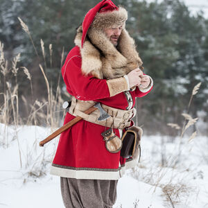 Manteau viking laine rouge