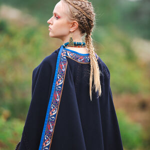 Cape en Laine d’Hiver de Style Viking avec Passement