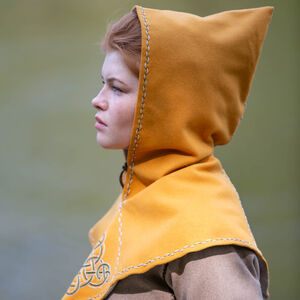 Capuche viking en laine jaune « Ingrid »