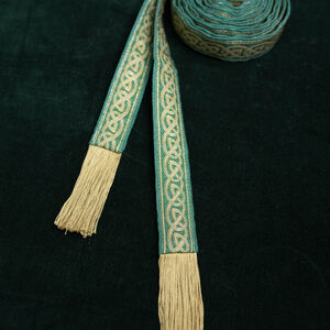 Ceinture celtique étroite en tissu souple avec passement et franges