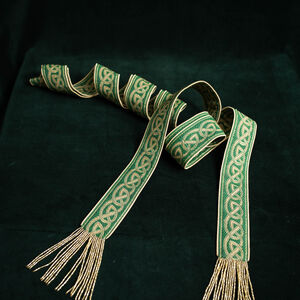 Ceinture celtique large en tissu avec frange perlée