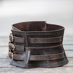 Ceinture Corset de Guerre Viking en Cuir Gaufré «Gudrun la Guerrière»