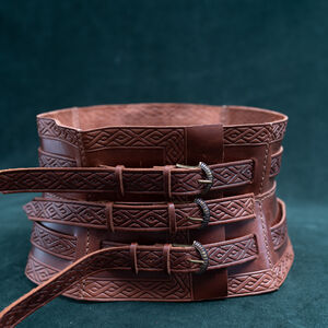 Ceinture corset en cuir faite main avec motif en relief « Chasseresse »