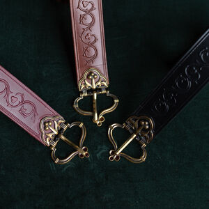 Ceinture en cuir gaufré avec boucle en laiton moulé avec émail «Ours»