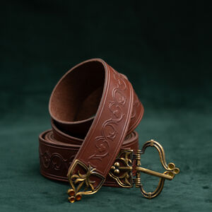 Ceinture en cuir gaufré avec boucle en laiton moulé avec émail «Ours»