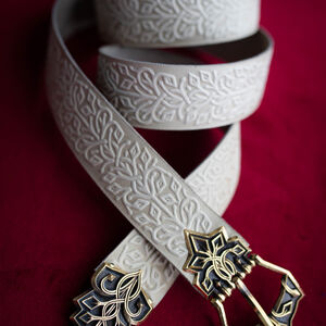 Ceinture en cuir gaufré avec boucle moulée « Loup Noir »