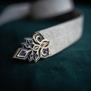 Ceinture en cuir gaufré à boucle couleé main « Loup Noir »