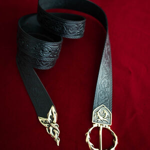 Ceinture médiévale en cuir noir « Lion »