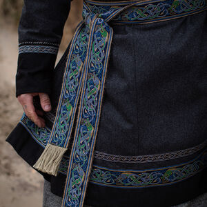 Ceinture Viking Large en Tissu Unisexe avec Passement et Frange