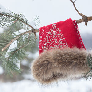 Bonnet Viking en laine rouge en vente