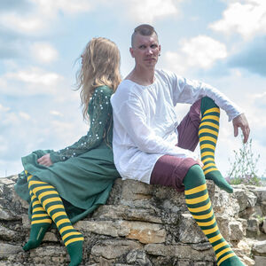 Chaussettes en Coton Médiévales à Raies Horizontales