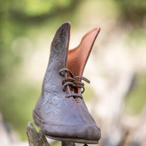 Chaussures en Cuir Vikings avec Lacets et Loups Gaufrés