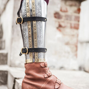 Chaussures médiévales de chevalier en cuir hauteur cheville-05