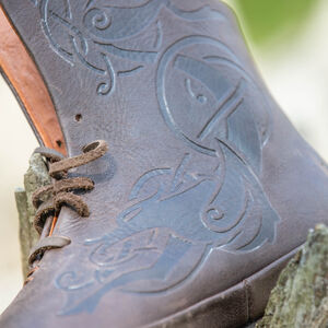 Chaussures Viking en cuir marron gaufré pour femme «Gudrun la Guerrière»
