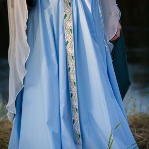 Costume médiéval de mariage "Fleurs d'Eau" robe avec ceinture en tissu et voile de soie