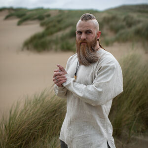 Courte tunique viking pour homme en lin fin