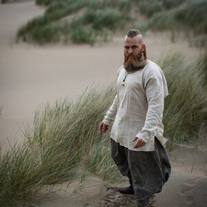Courte tunique viking pour homme en lin fin
