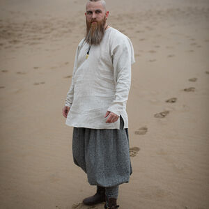 Courte tunique viking pour homme en lin fin