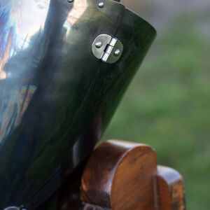 Armure de jambe médiévale en acier trempé noirci « Loup Noir »