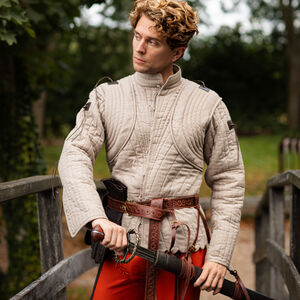 Gambison médiéval court à festons "Chevalier des Bois" SCA AMHE veste d'armement