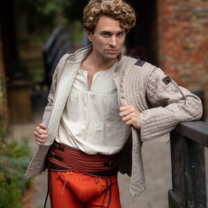 Gambison médiéval court à festons "Chevalier des Bois" SCA AMHE veste d'armement