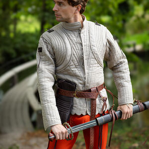 Gambison médiéval court à festons "Chevalier des Bois" SCA AMHE veste d'armement