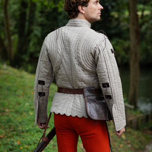 Gambison médiéval court à festons "Chevalier des Bois" SCA AMHE veste d'armement