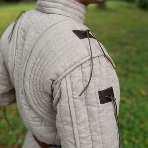 Gambison médiéval court à festons "Chevalier des Bois" SCA AMHE veste d'armement