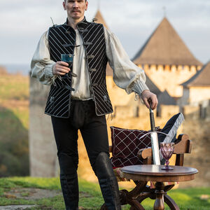 Gambison Sous-Armure Rembourré en Suède Noir « Le Loup Noir »-02