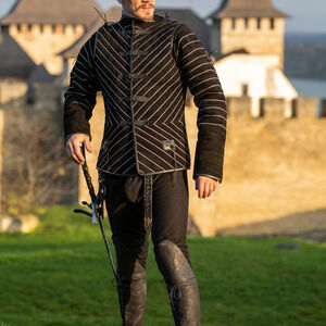 Gambison Sous-Armure Rembourré en Suède Noir « Le Loup Noir »-12