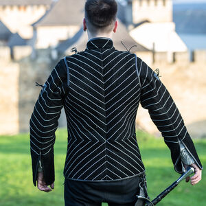 Gambison Sous-Armure Rembourré en Suède Noir « Le Loup Noir »-15