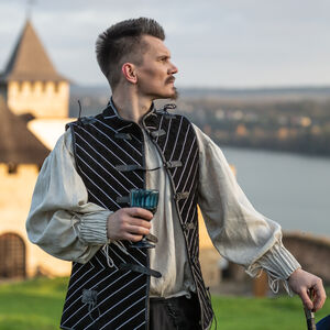 Gambison Sous-Armure Rembourré en Suède Noir « Le Loup Noir »-05