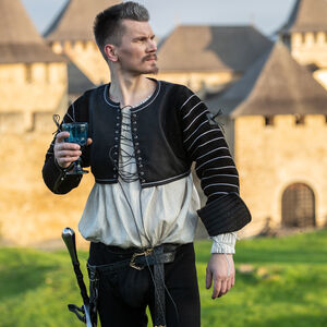 Gambison Sous-Armure Rembourré en Suède Noir « Le Loup Noir »-06