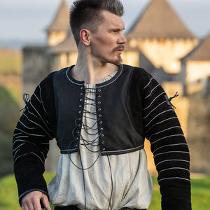 Gambison Sous-Armure Rembourré en Suède Noir « Le Loup Noir »-07